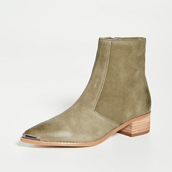 NEW w BOX BOTKIER Military Green Greer Booties 7.5 - Picture 4 of 9